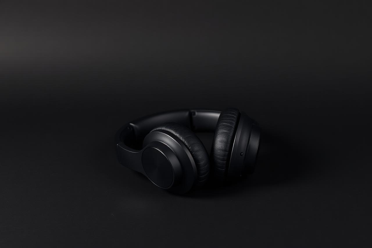 Matte black premium over-ear noise-cancelling headphones under investigation